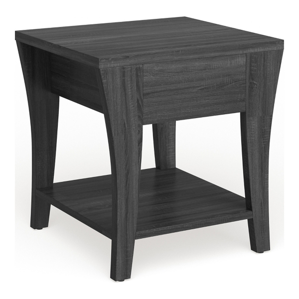 Charcoal Wood Single Drawer Side Table