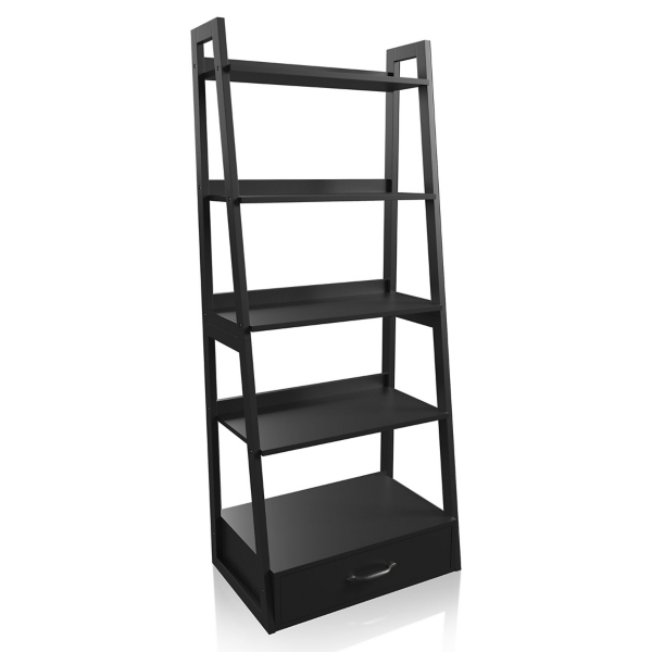 Black Wood 5Shelf Leaning Bookshelf Kirklands Home