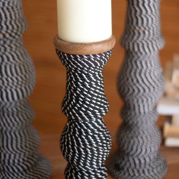 Black and White String Candle Holders, Set of 3