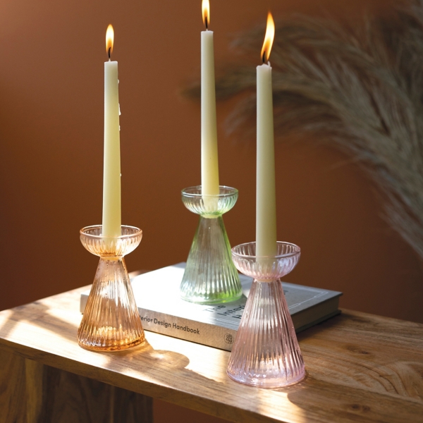 Pastel Glass Taper Candle Holders, Set of 3 Kirklands Home