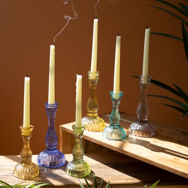 Colorful Glass Taper Candle Holders Set of 6 Kirklands Home