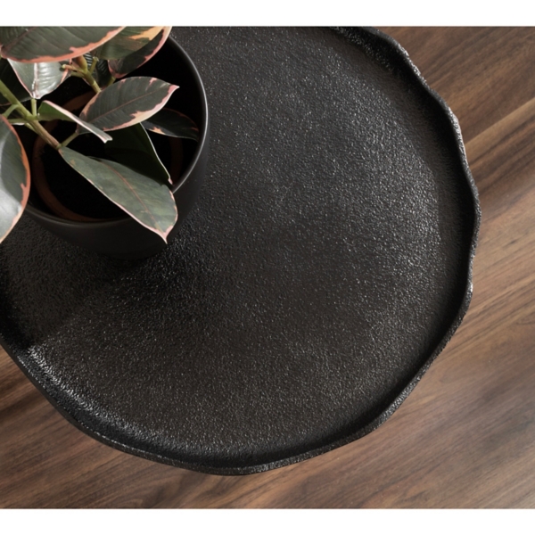 Black Metal Deckled Edge Round Side Table