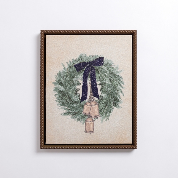 Wreath with Bells Framed Canvas Art Print