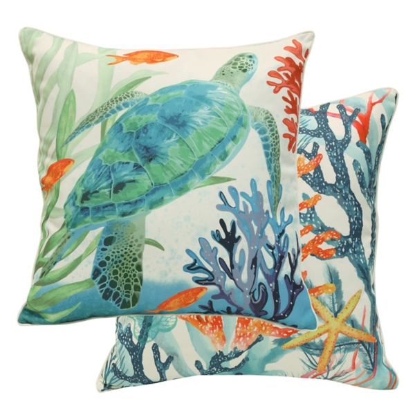 Large Marine Life Reversible Outdoor Pillow | Kirklands Home