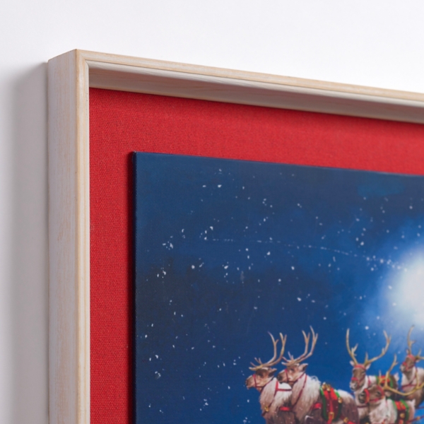 Santa Flying Over Pets Framed Art Print