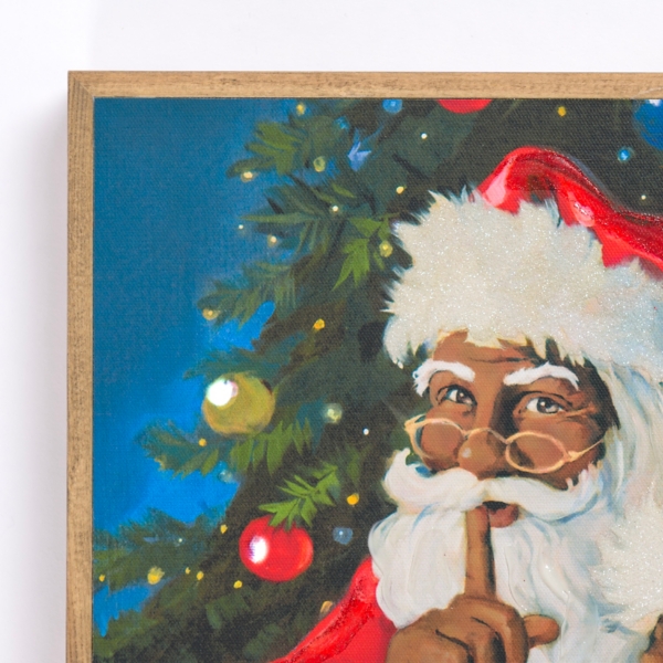 LED Jolly Santa with Toy Bag Framed Art Print