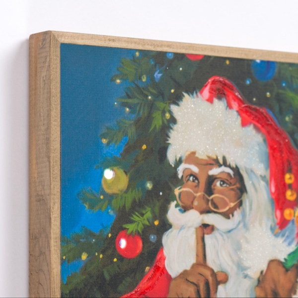LED Jolly Santa with Toy Bag Framed Art Print