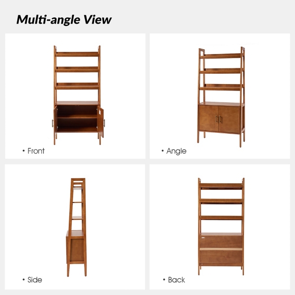 Chestnut Ladder Bookcase with Cabinet