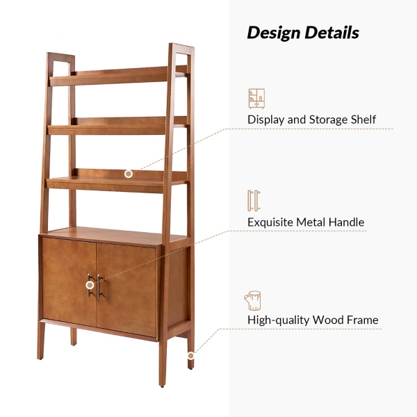 Chestnut Ladder Bookcase with Cabinet