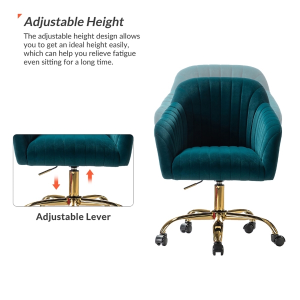 Teal Velvet Swivel Jacyln Office Chair