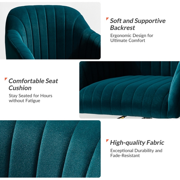 Teal Velvet Swivel Jacyln Office Chair