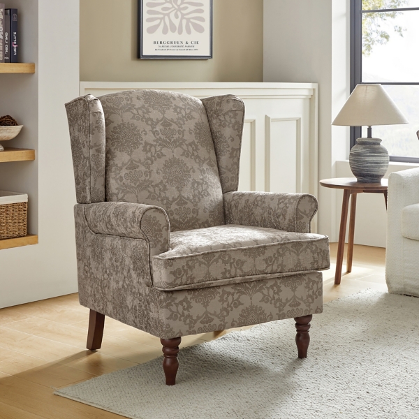 Floral Brocade Wingback Ella Armchair