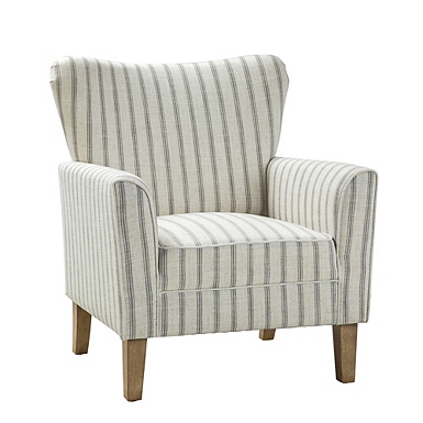 Gustaf Gray Striped Armchair Brown Ivory Upholstered Wood Kirkland s Home