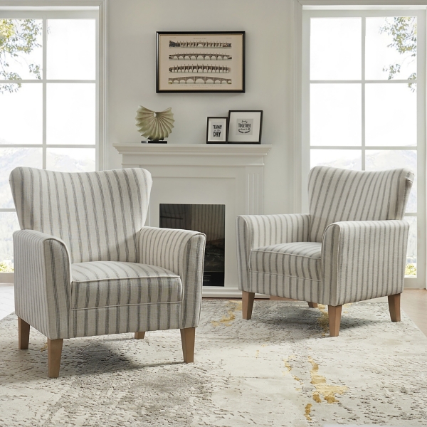 Gustaf Gray Striped Armchair
