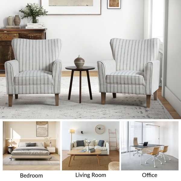 Gustaf Gray Striped Armchair