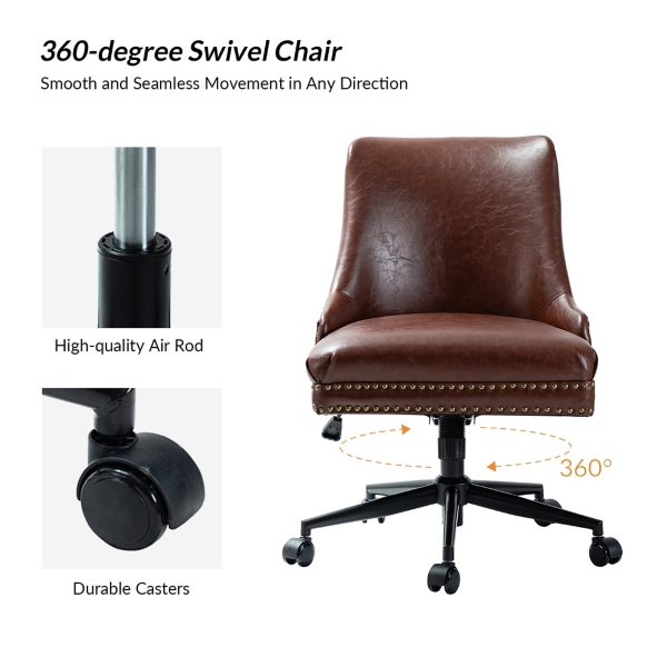 Brown Faux Leather Rocking Office Chair