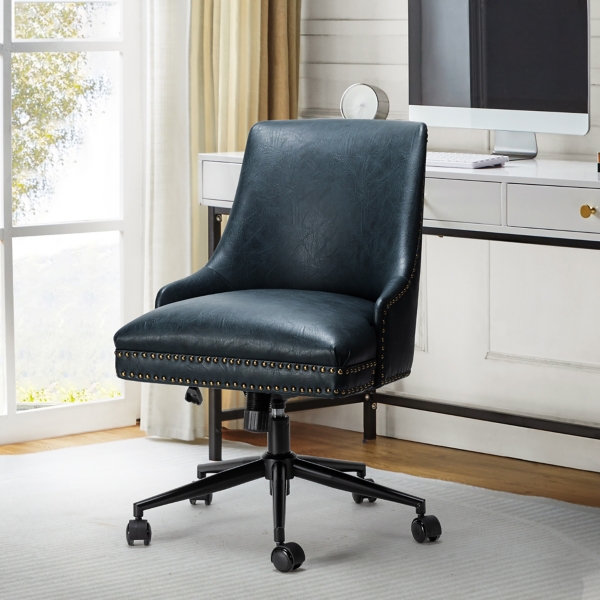 Navy Faux Leather Rocking Office Chair Kirklands Home