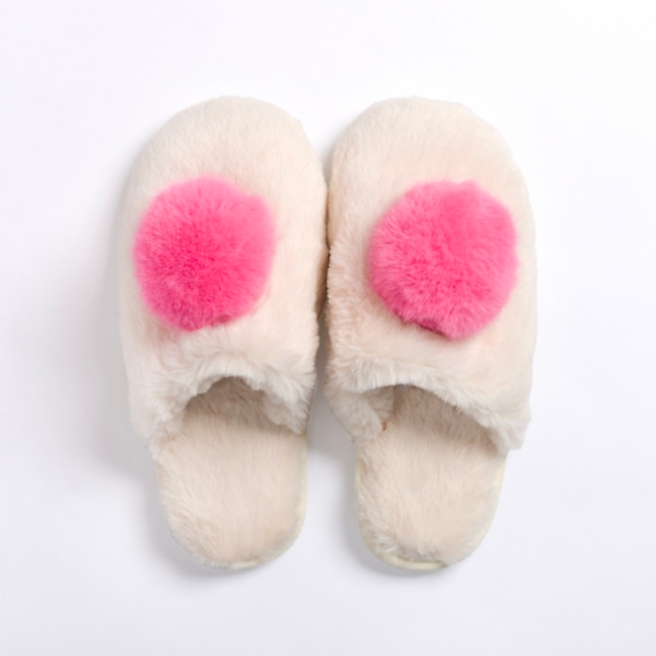 Medium Pink Pom Pom Fuzzy Slippers Kirklands Home