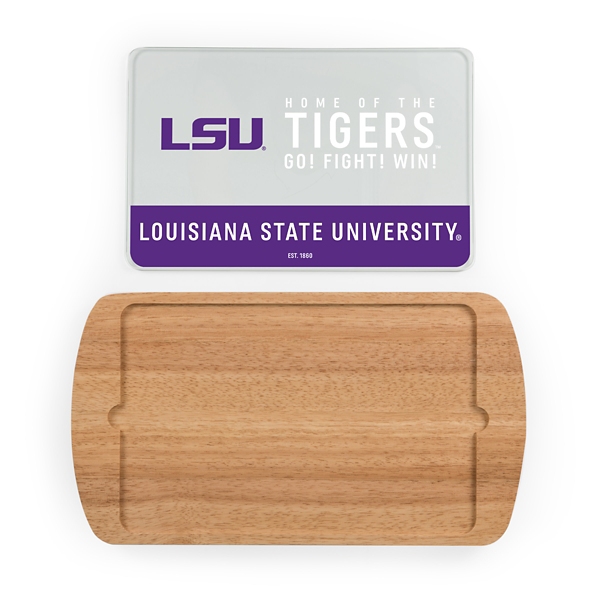 LSU Tigers Wood and Glass Serving Board