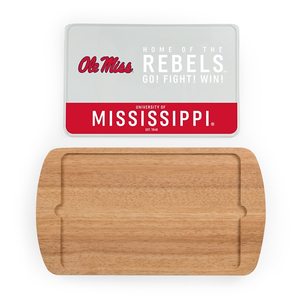 Ole Miss Rebels Wood and Glass Serving Board