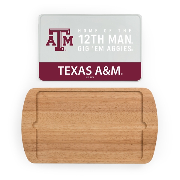 Texas A&M Aggies Wood and Glass Serving Board