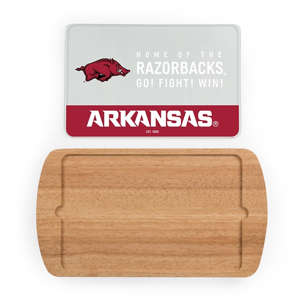 Arkansas Razorbacks Wood and Glass Serving Board