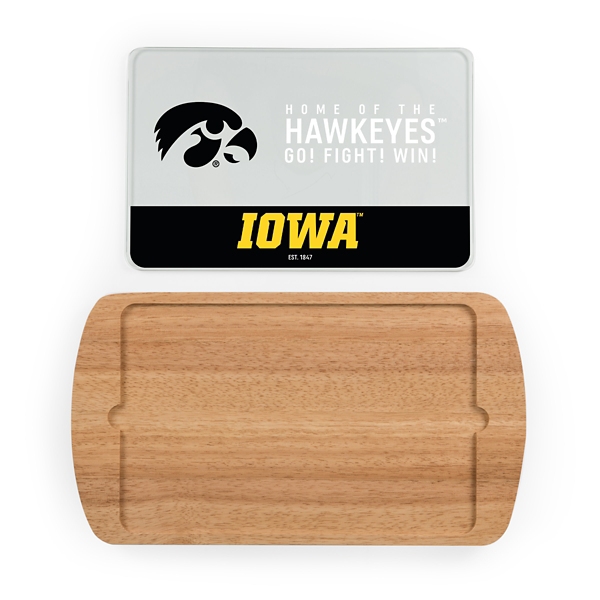 Iowa Hawkeyes Wood and Glass Serving Board