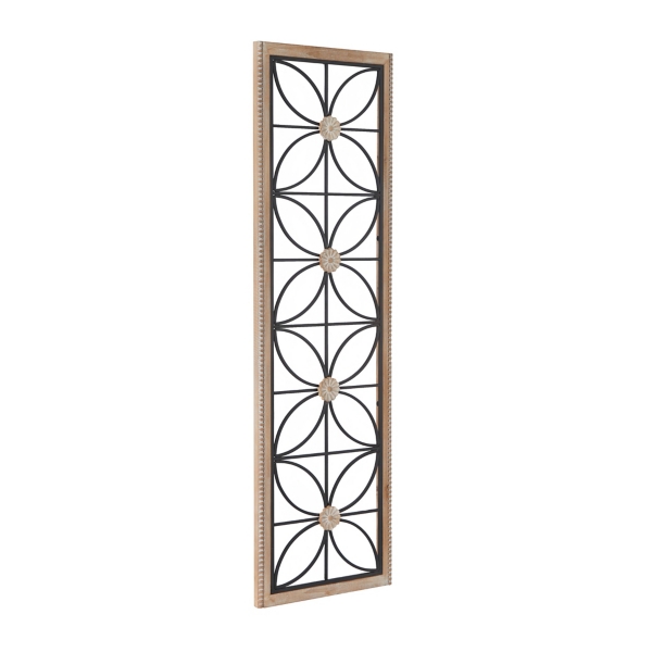 Wood and Metal Floral Windowpane Wall Plaque