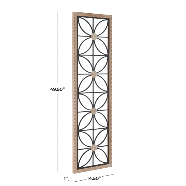 Wood and Metal Floral Windowpane Wall Plaque