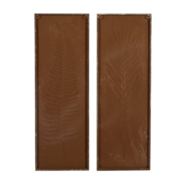 Embossed Metal Leaves Wall Plaques, Set of 2