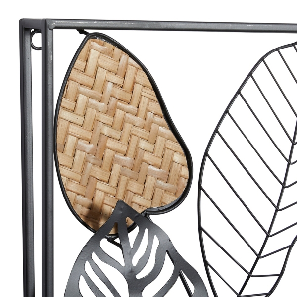 Metal Palm Leaf Panel Wall Plaques, Set of 2