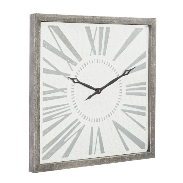Square Galvanized Metal Wall Clock