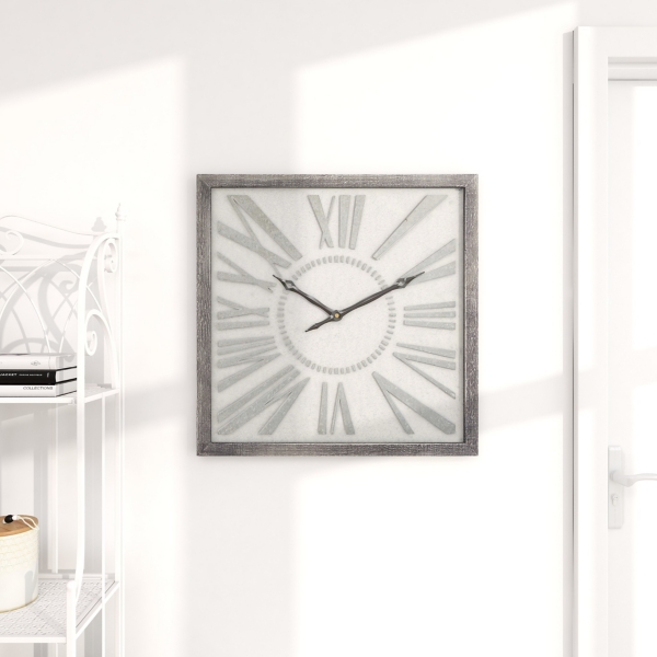 Square Galvanized Metal Wall Clock