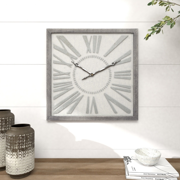 Square Galvanized Metal Wall Clock