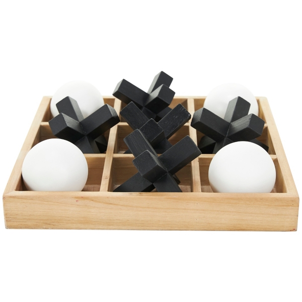 Wooden Black & White 3D Tic Tac Toe Set