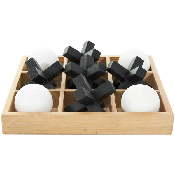 Wooden Black & White 3D Tic Tac Toe Set