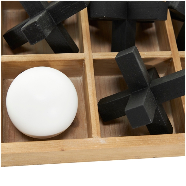 Wooden Black & White 3D Tic Tac Toe Set