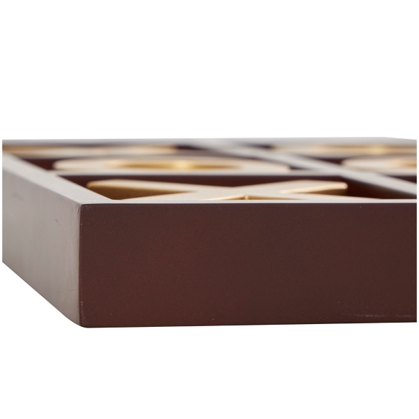 Brown Wood Gold Tic Tac Toe Game Set