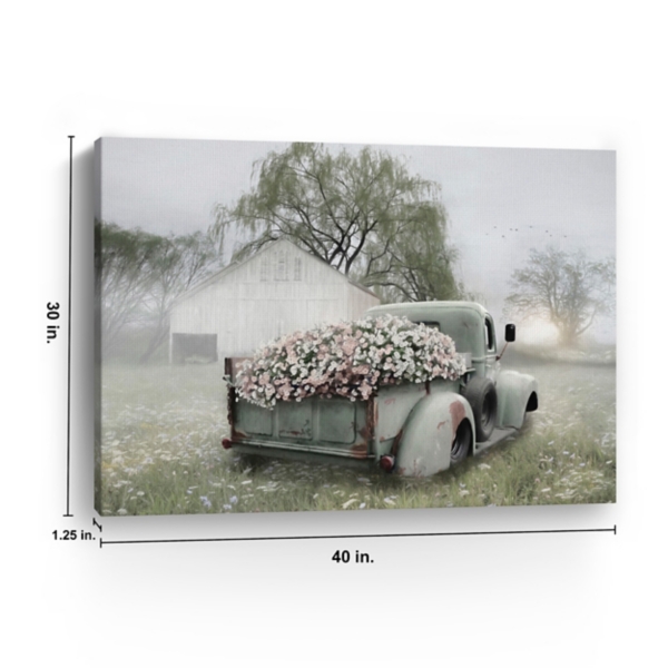 Sage Flower Truck Canvas Art Print, 40x30 in.