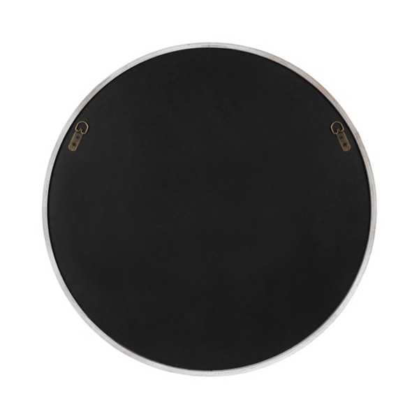 White Rustic Wood Round Wall Mirror