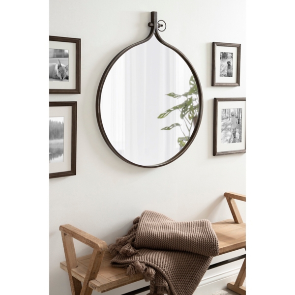 Bronze Metal Antique Round Wall Mirror