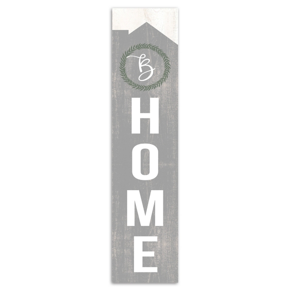 Gray Laurel Wreath Home Personalized Porch Board