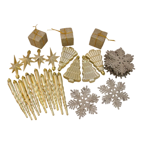 Champagne Gold Shatterproof Christmas Ornament Set