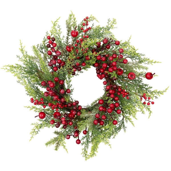 Frosted Berry and Crabapple Cedar and Pine Wreath