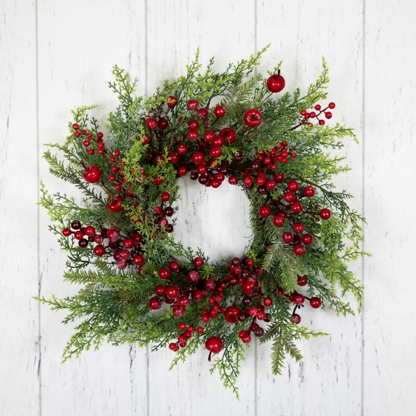 Kirkland クリスマスリース Frosted Berry and Crabapple Cedar and Pine Wreath | Kirklands Home