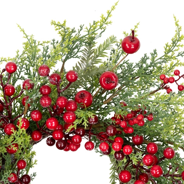 Frosted Berry and Crabapple Cedar and Pine Wreath