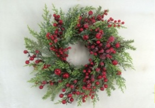 Frosted Berry and Crabapple Cedar and Pine Wreath