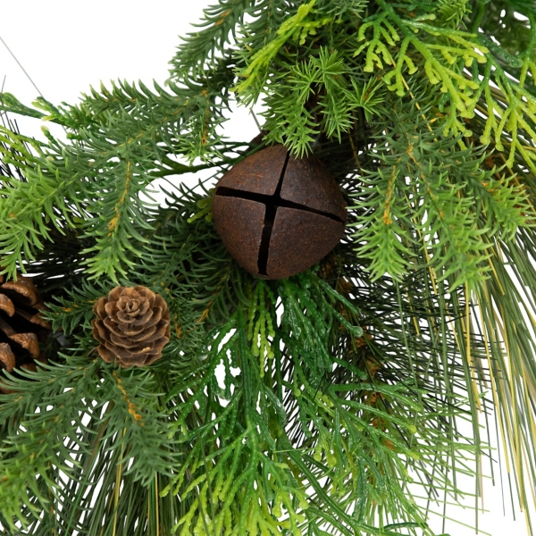 Real Touch Pine and Cedar Jingle Bell Wreath