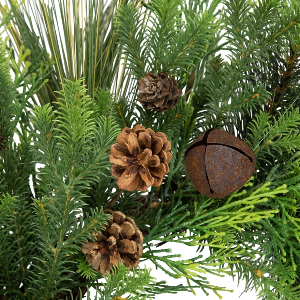 Real Touch Pine and Cedar Jingle Bell Wreath