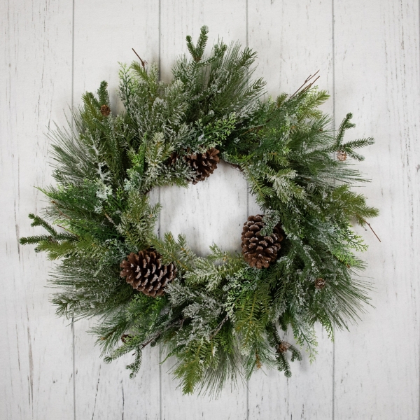 Frosted Pine and Cedar Wreath